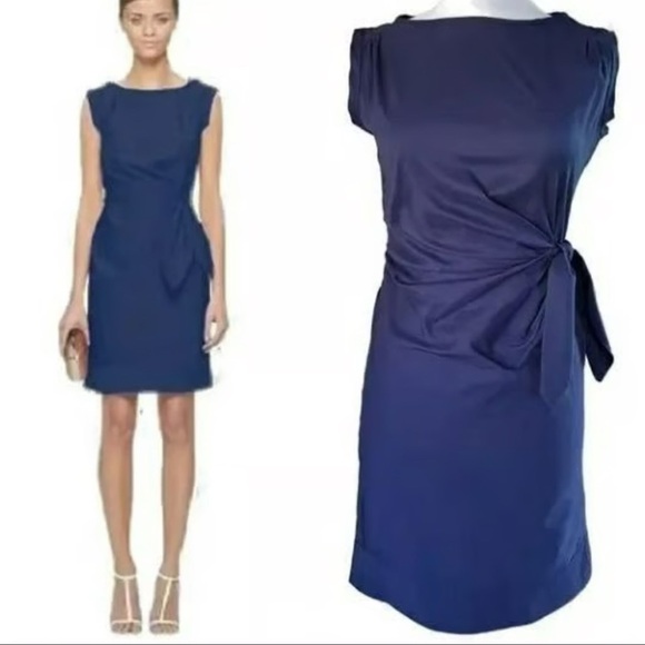 Diane Von Furstenberg Blue Side Tie Dress Size 12 - Picture 1 of 12